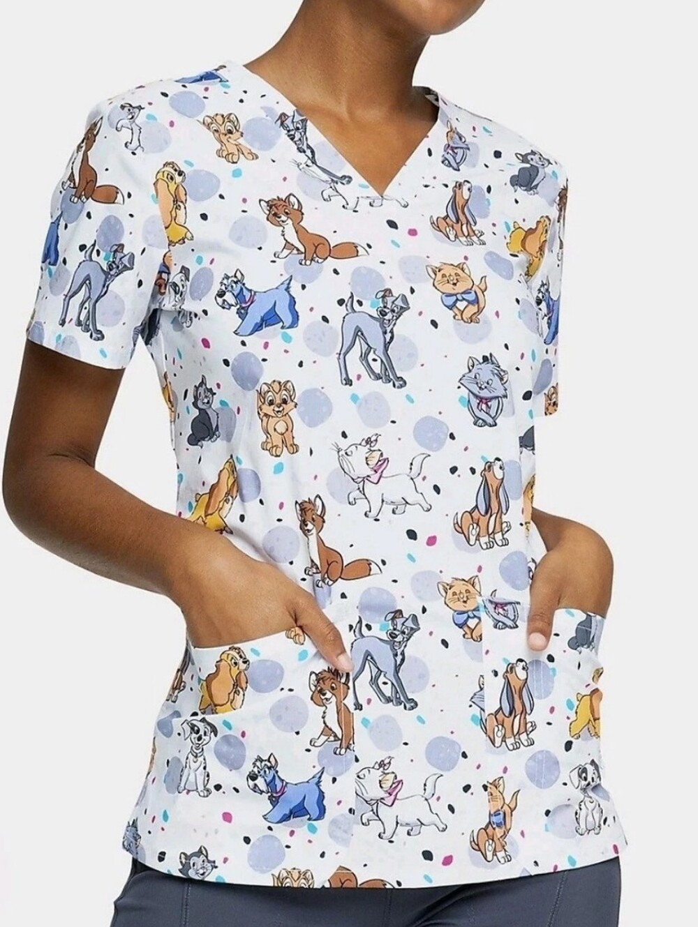Lady and the Tramp Cherokee Scrubs Tooniforms Disney V Neck Top TF738 LACD S